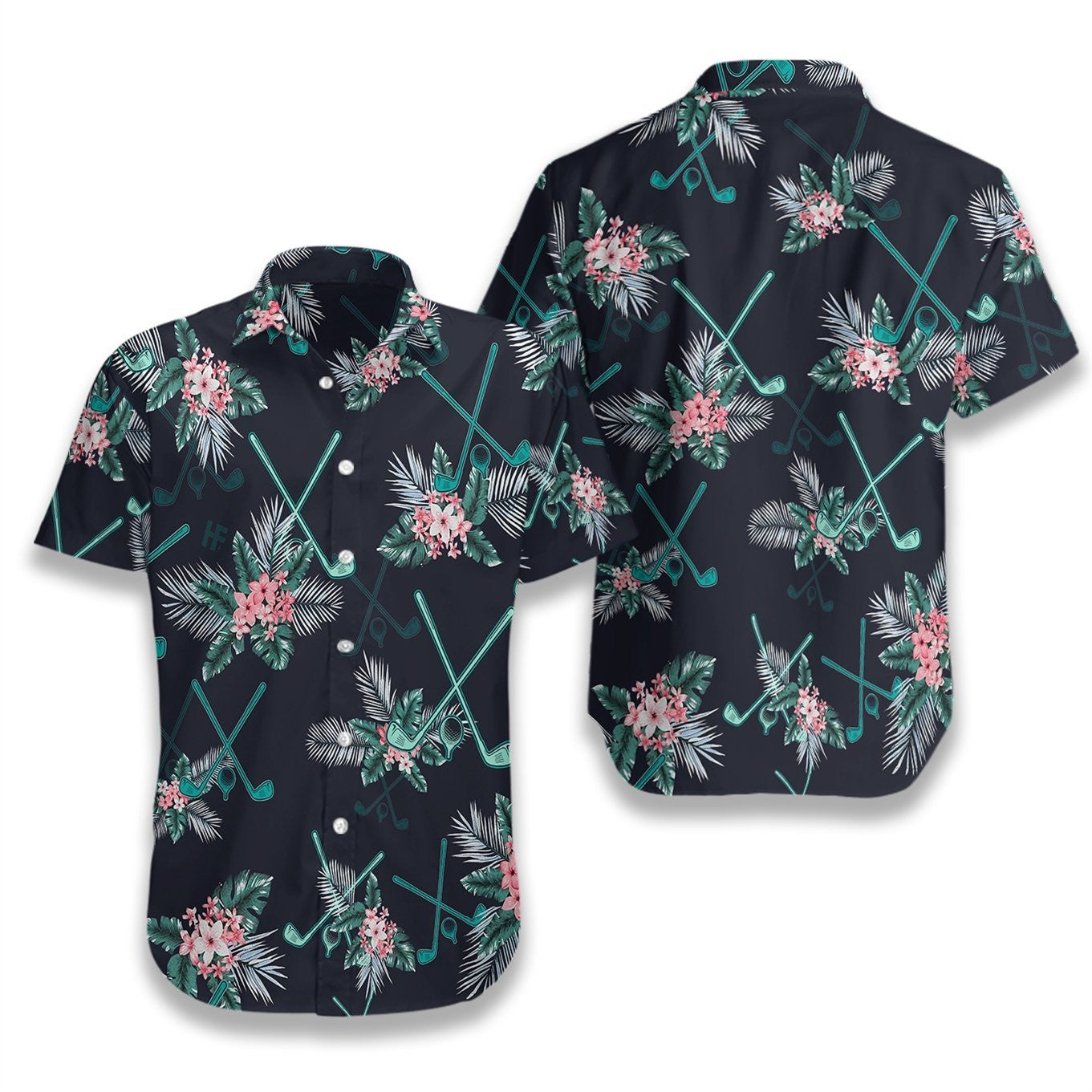 Golf Tropical On Black Background Design Hawaiian Shirt,Hawaiian Shirt Gift, Christmas Gift