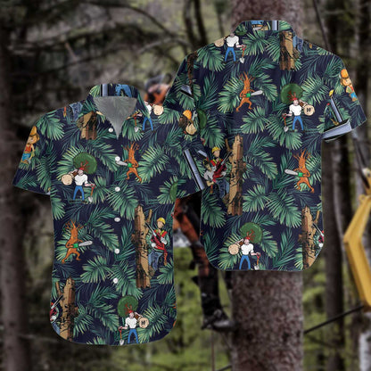 Arborist Proud Beautiful Forest Pattern Dark Blue Version Hawaiian Shirt, Hawaiian Shirt Gift, Christmas Gift