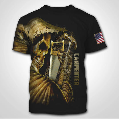 Cool Gift For Halloween Carpenter Skull 3D Hawaiian Shirt, Hawaiian Shirt Gift, Christmas Gift