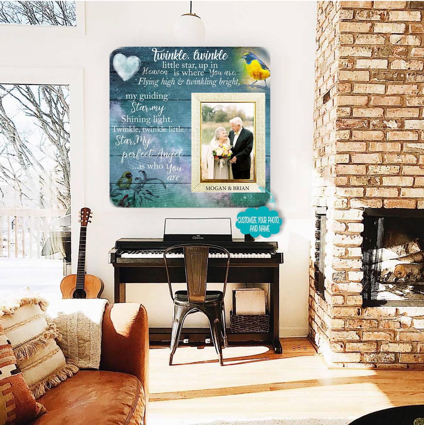 Twinkle twinkle little star, up in Memorial Picture Frame - Keepsake Plaque That Holds a custom Photo - Sympathy Gift to Tribute The Loss of a Loved One