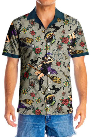 Awesome Halloween Witches Night Design Hawaiian Shirt, Hawaiian For Gift