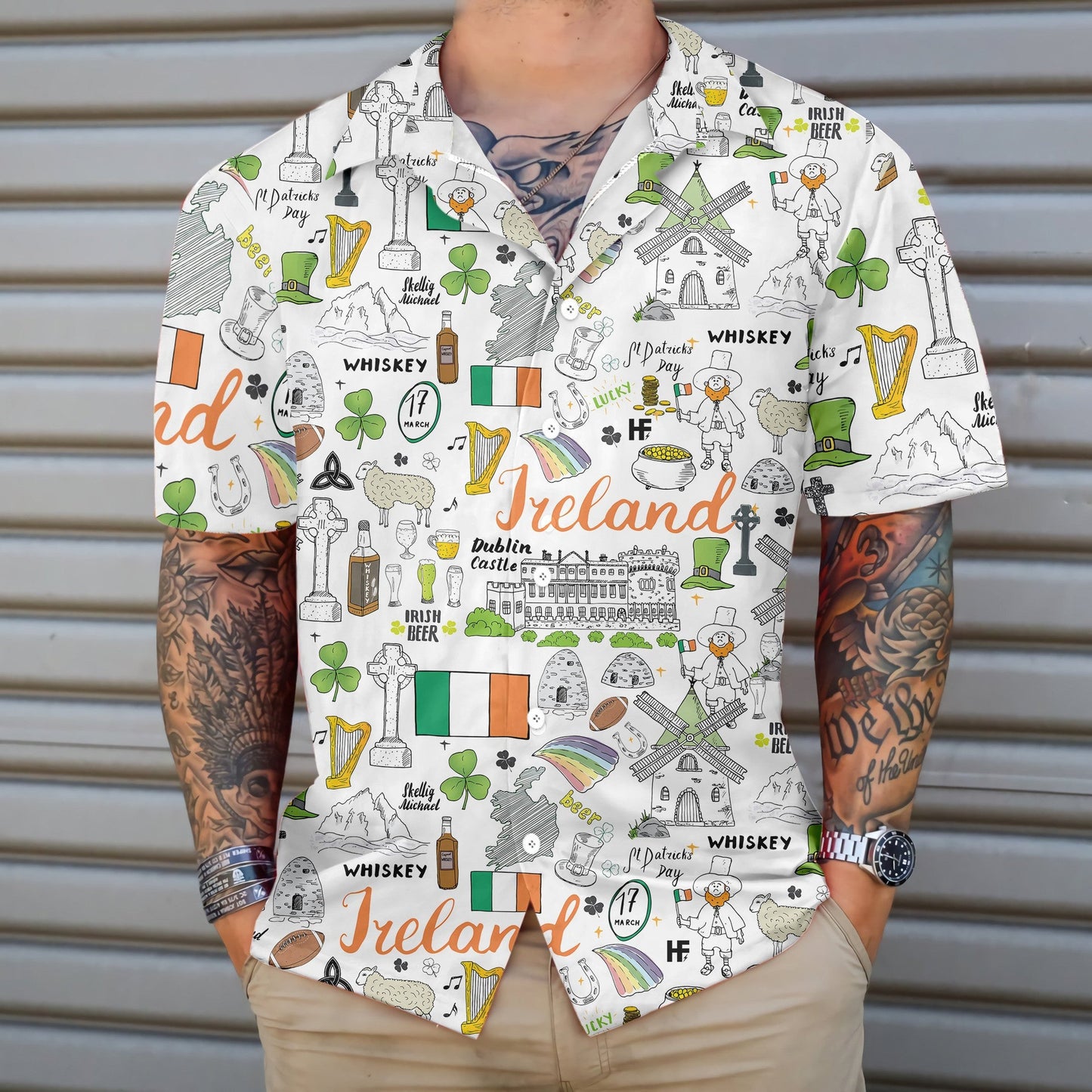 Marvellous Design Hawaiian Shirt I Love Ireland Doodle,Hawaiian Shirt Gift, Christmas Gift
