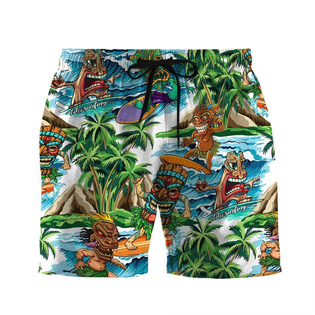Tiki Tiki Surfing Combo Pattern Hawaiian Shirt,Hawaiian Shirt Gift, Christmas Gift