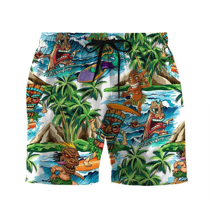 Tiki Tiki Surfing Combo Pattern Hawaiian Shirt,Hawaiian Shirt Gift, Christmas Gift