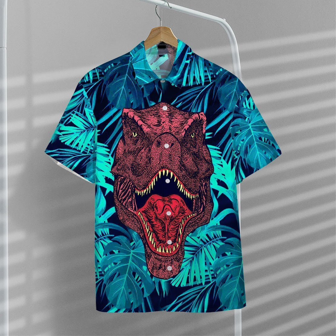 Dangerous Dinosaur Seamless Background Design Hawaiian Shirt,Hawaiian Shirt Gift, Christmas Gift
