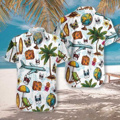 French Bulldog Sunglasses Aloha Travel Around The World Hawaiian Shirt, Hawaiian Shirt Gift, Christmas Gift