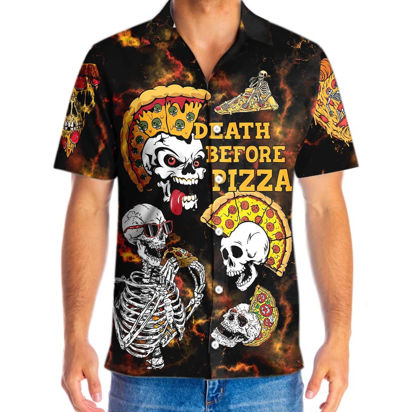 Death Before Pizza Rock Design Hawaiian Shirt,Hawaiian Shirt Gift, Christmas Gift