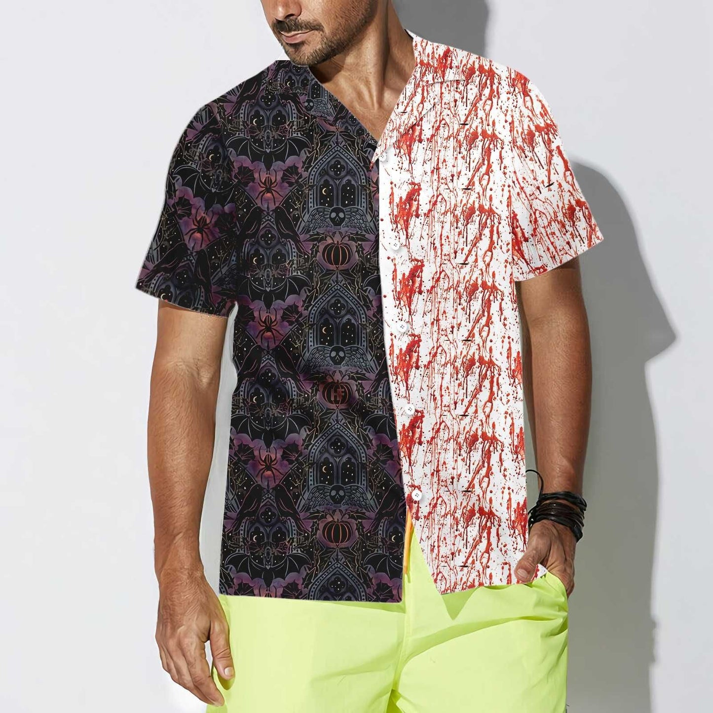 Gothic Halloween Blood Bat And Spider Dramatic Hawaiian Shirt, Hawaiian Shirt Gift, Christmas Gift
