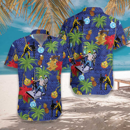 Oil Field Life Blue Pattern Nice Design Hawaiian Shirt , Hawaiian Shirt Gift, Christmas Gift