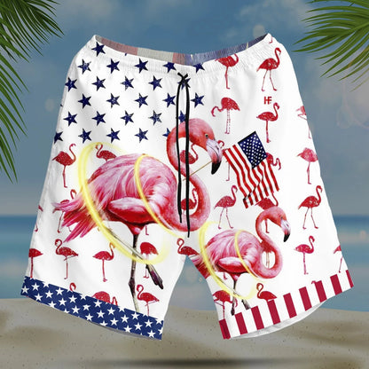 Flag And Flamingo Background Hawaiian Shirt,Hawaiian Shirt Gift, Christmas Gift