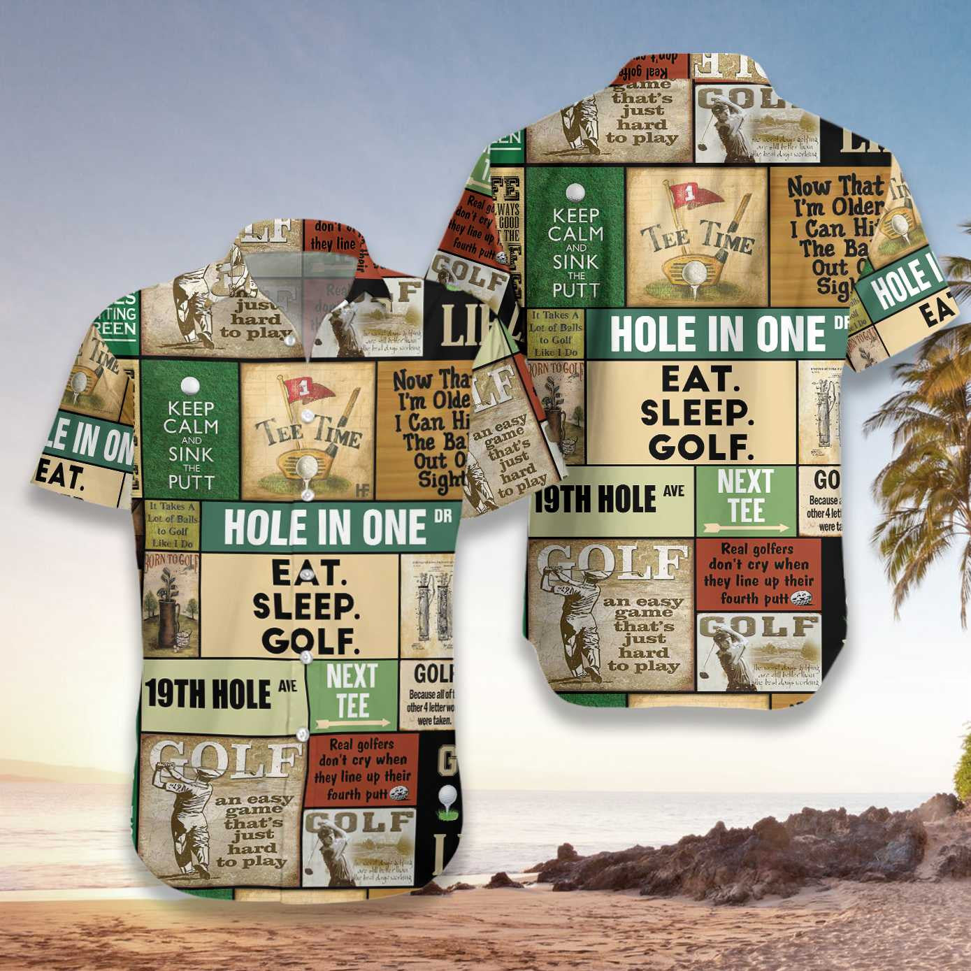 Golf Vintage Pattern With Unique Order Design Hawaiian Shirt, Hawaiian Shirt Gift, Christmas Gift