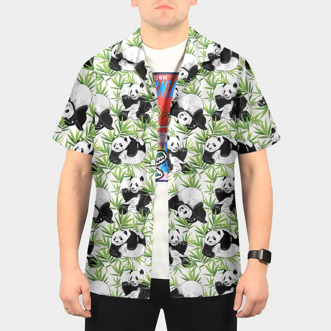 Into Nature Panda Bamboo Design Hawaiian Shirt, Hawaiian Shirt Gift, Christmas Gift