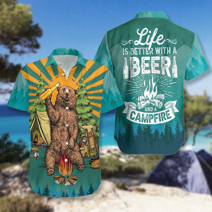 Brown Bear Life Is Better With Beer Design Hawaiian Shirt, Hawaiian Shirt Gift, Christmas Gift