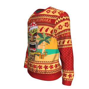 Hawaiian Tiki All - over Sweater - Mele Kalikimaka, Christmas Ugly Sweater, Christmas Gift, Gift Christmas 2024