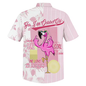 Flamingo October Girl Pattern Design Hawaiian Shirt,Hawaiian Shirt Gift, Christmas Gift