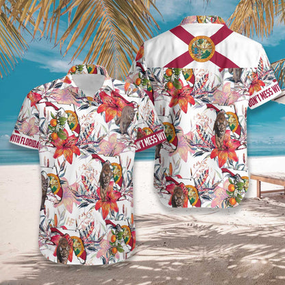 Florida Panther And Orange Blossom Design Hawaiian Shirt,Hawaiian Shirt Gift, Christmas Gift