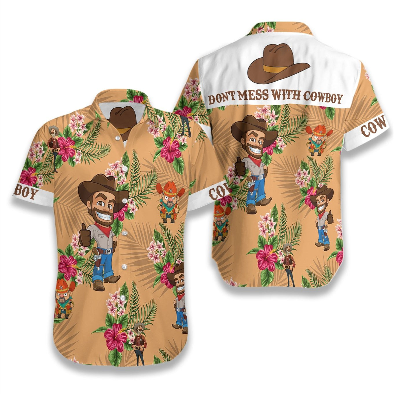 Don't Mess With Cowboy Pattern Hawaiian Shirt, Hawaiian Shirt Gift, Christmas Gift
