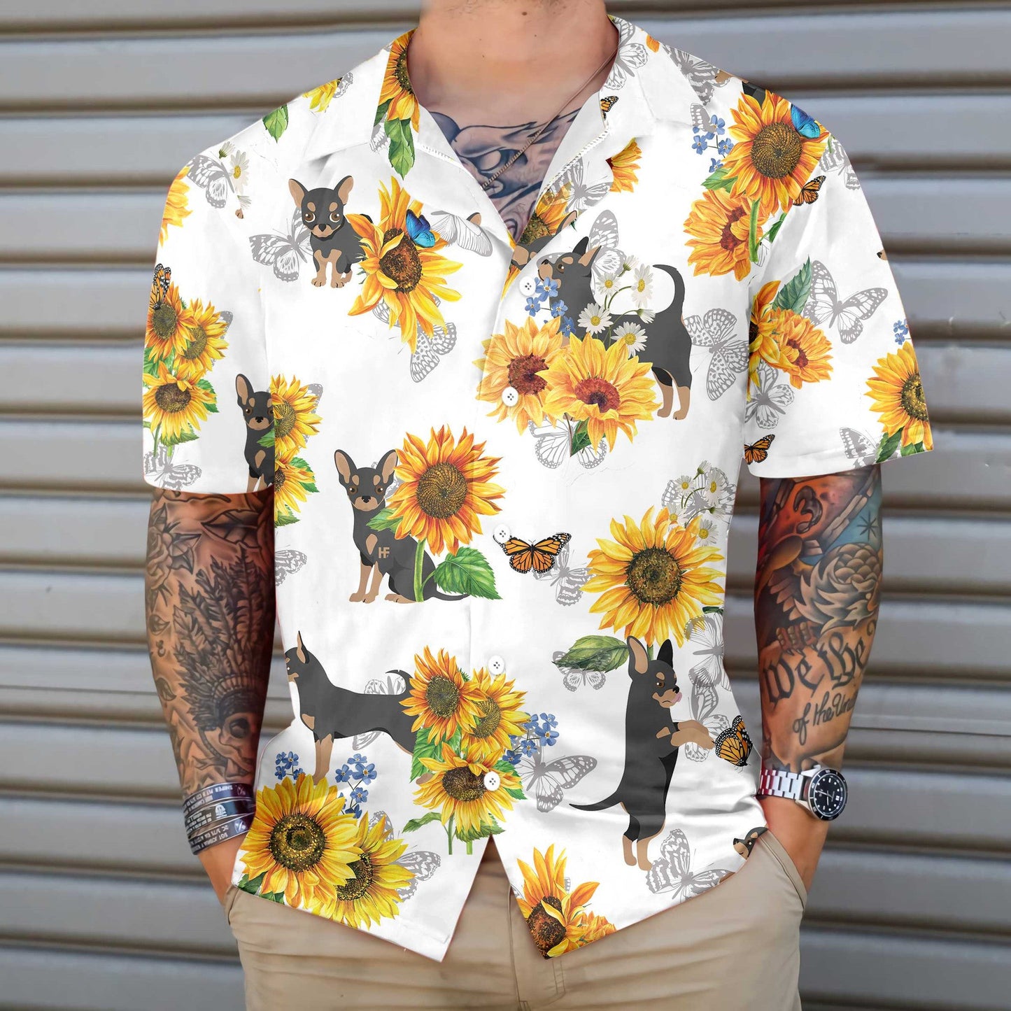 Flower Species Chihuahua Lover With Sunflower Hawaiian Shirt,Hawaiian Shirt Gift, Christmas Gift