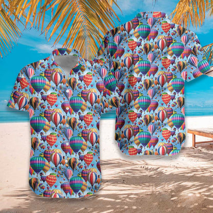 Hot Air Balloon On The Sky Pattern Hawaiian Shirt, Hawaiian Shirt Gift, Christmas Gift