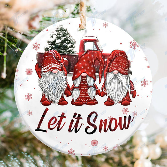 Christmas Gnome Let It Snow Circle Ornament, Happy Christmas Ornament, Christmas Gift, Christmas Decoration