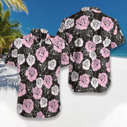 Pink And White Flower Design Hawaiian Shirt, Hawaiian Shirt Gift, Christmas Gift