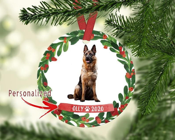 Custom German Shepherd Christmas Round Ceramic Ornaments, Christmas Gift, Christmas Decoration