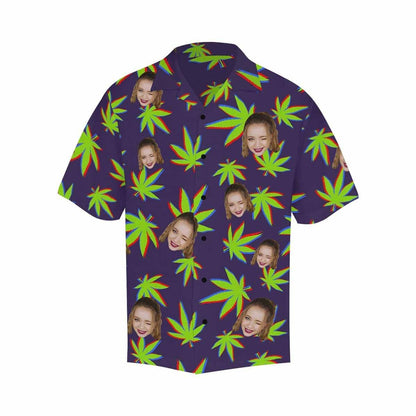 Custom Face Grass Men's All Over Print Hawaiian Shirt, Hawaiian Shirt Gift, Christmas Gift