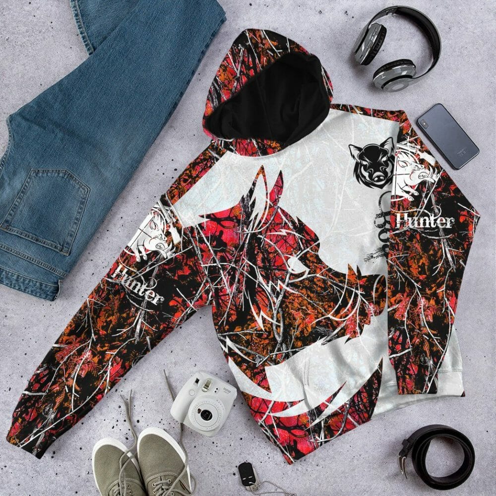 3D Wildschwein Jäger Rot Benutzerdefinierte T-shirt Hoodie Bekleidung