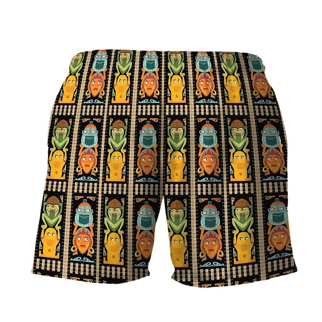 Polynesian Tiki Totems On Black Ornamental Hawaiian Shirt,Hawaiian Shirt Gift, Christmas Gift