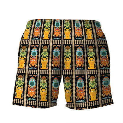 Polynesian Tiki Totems On Black Ornamental Hawaiian Shirt,Hawaiian Shirt Gift, Christmas Gift