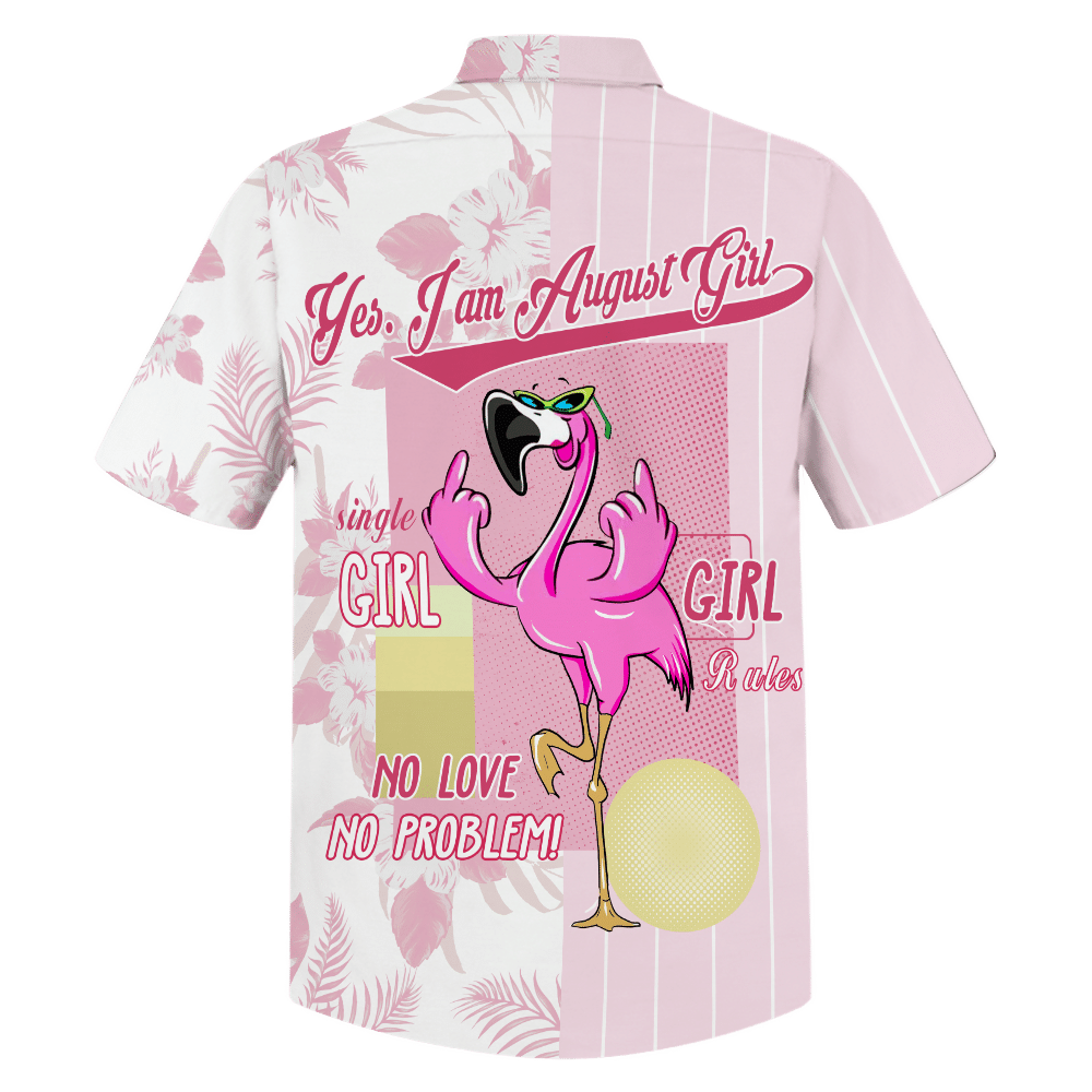 Flamingo August Girl Pattern Design Hawaiian Shirt,Hawaiian Shirt Gift, Christmas Gift