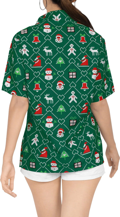 Dark Green Time Of Christmas Design Hawaiian Shirt,Hawaiian Shirt Gift, Christmas Gift