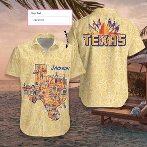 Texas Vintage Personalized Map Pattern Hawaiian Shirt,Hawaiian Shirt Gift, Christmas Gift