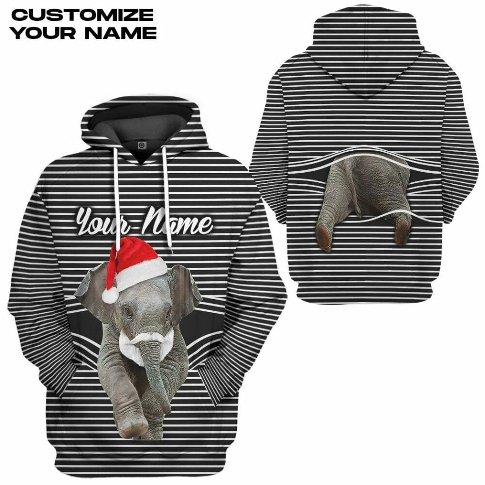 3D Elefant Weihnachten Custom T-Shirt Hoodie Bekleidung