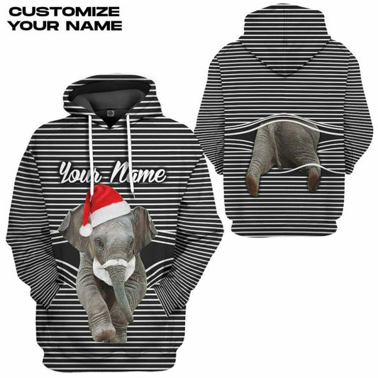 3D Elefant Weihnachten Custom T-Shirt Hoodie Bekleidung