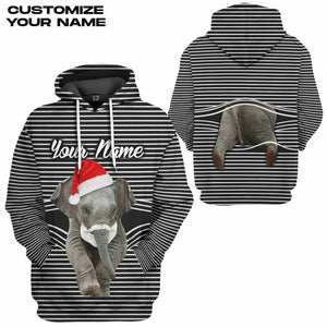 3D Elephant Christmas Custom Tshirt Hoodie Apparel