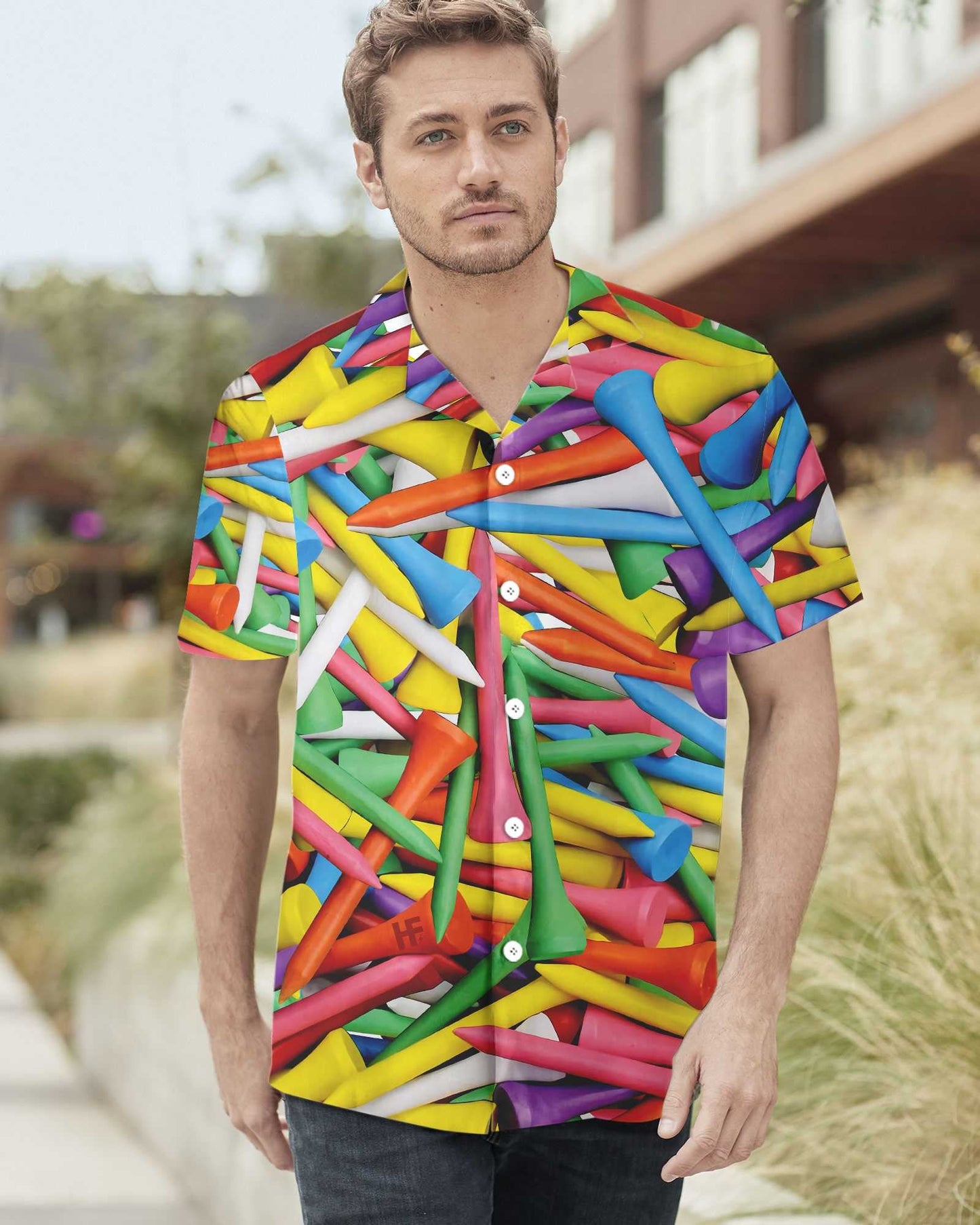 Modern Abstract Colorful Golf Tee Pattern Design Hawaiian Shirt, Hawaiian Shirt Gift, Christmas Gift