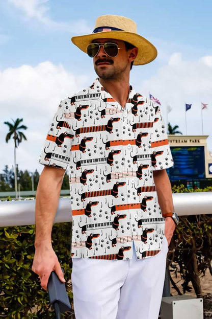 Funny Piano Dachshund Dog Design Hawaiian Shirt,Hawaiian Shirt Gift, Christmas Gift
