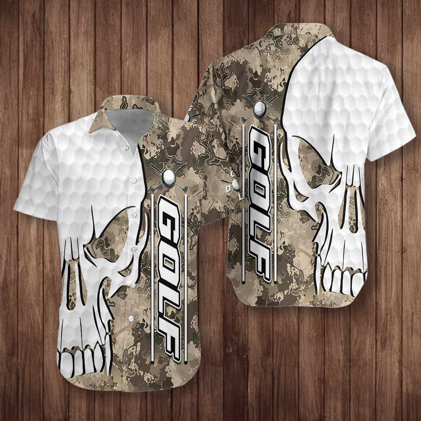 Excellent Design Hawaiian Shirt Golf And Skull Camo,Hawaiian Shirt Gift, Christmas Gift