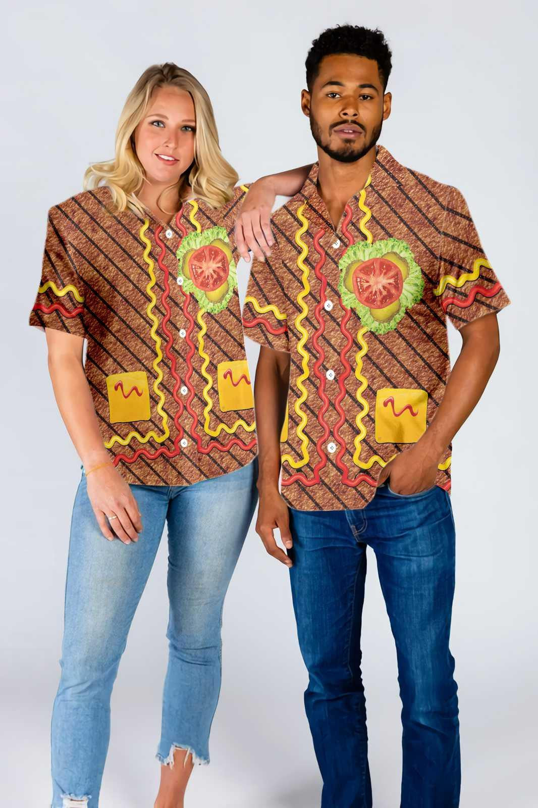 Halloween Burger Costume Shirt Hawaiian Shirt, Hawaiian For Gift