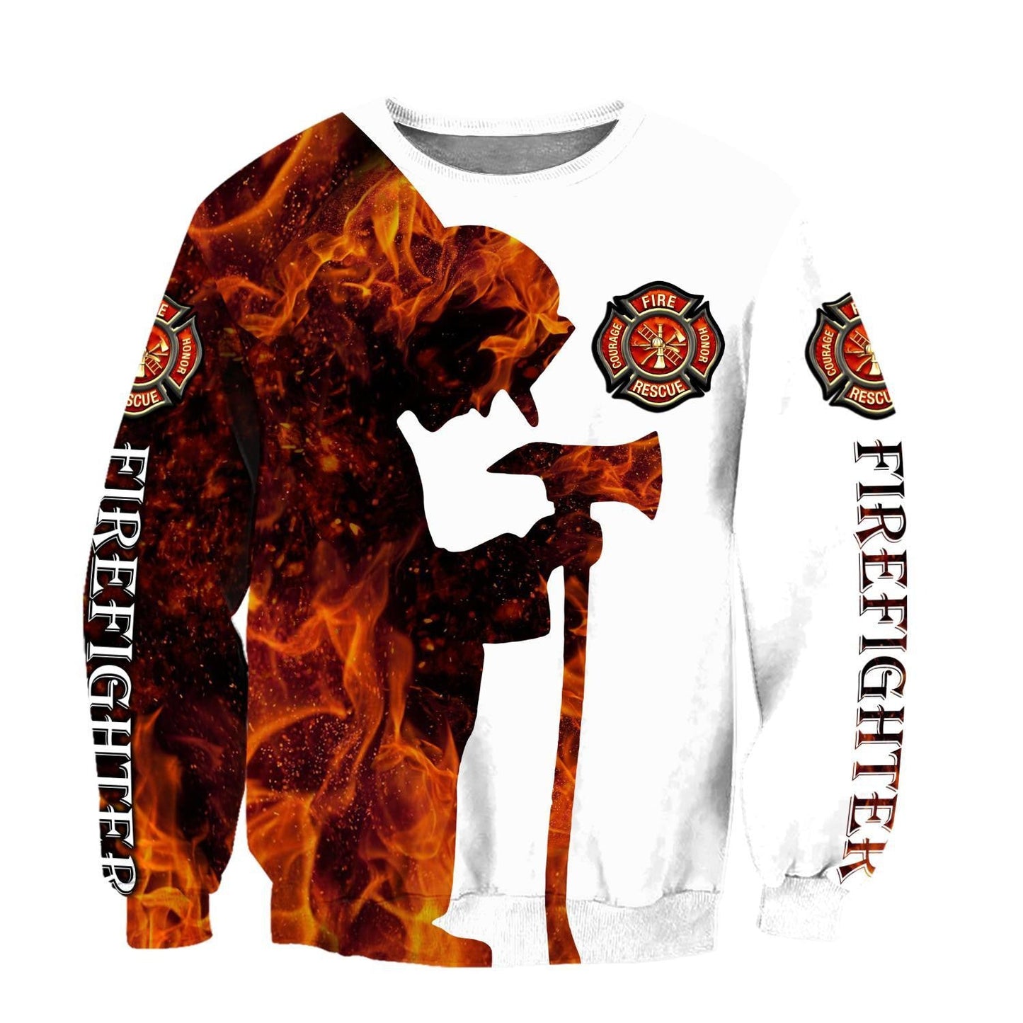 Firefighter On Fire Theme Pretty Ornamental Hawaiian Shirt,Hawaiian Shirt Gift, Christmas Gift