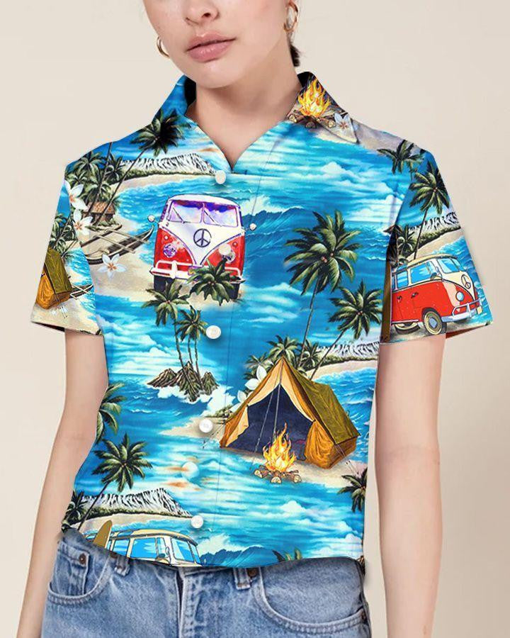 Camping Design Happy Moment At Beautiful Beach Hawaiian Shirt, Hawaiian Shirt Gift, Christmas Gift
