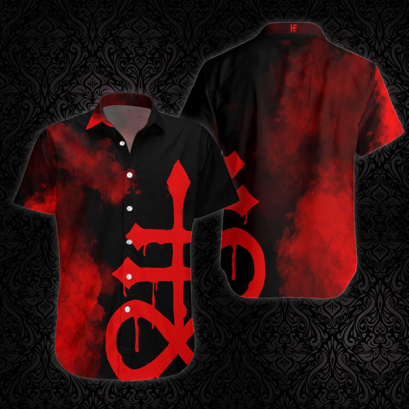 Levithan Satanic Goth Gothic Black And Red Theme Hawaiian Shirt, Hawaiian Shirt Gift, Christmas Gift