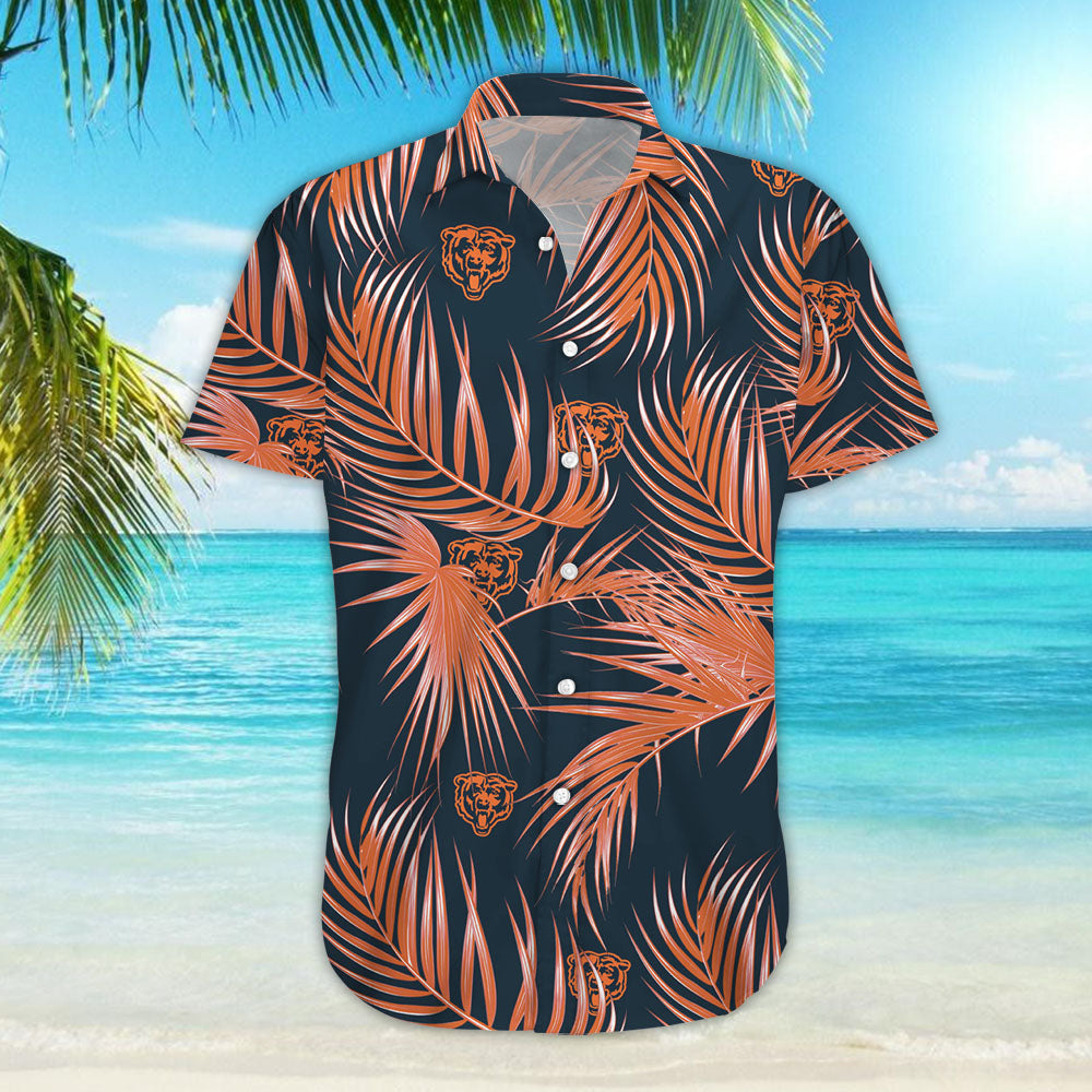 Chicago Bears Nfl Mens Hawaiian Aloha Button Up Shirt Hawaiian Shorts Beach Short Sleeve_Hawaiian Shirt Gift, Christmas Gift