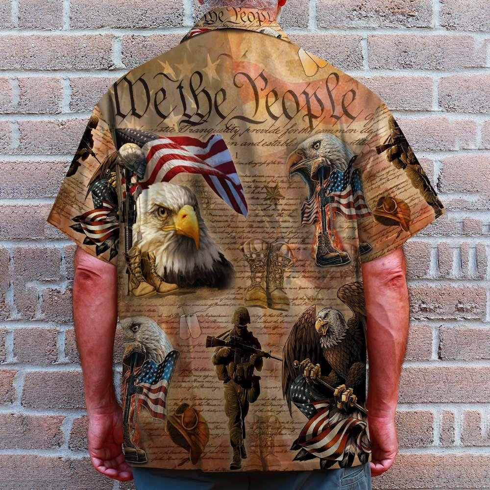 Gift For American Veteran Cool Eagle Vintage Hawaiian Shirt, Hawaiian Shirt Gift, Christmas Gift