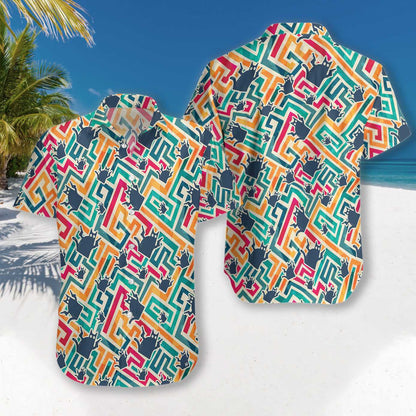 Cat In Colorful Maze Pattern Lovely Design Hawaiian Shirt, Hawaiian Shirt Gift, Christmas Gift