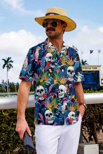 Enticing Design Hawaiian Shirt Colorful Tropical Forest And Skull, Hawaiian Shirt Gift, Christmas Gift