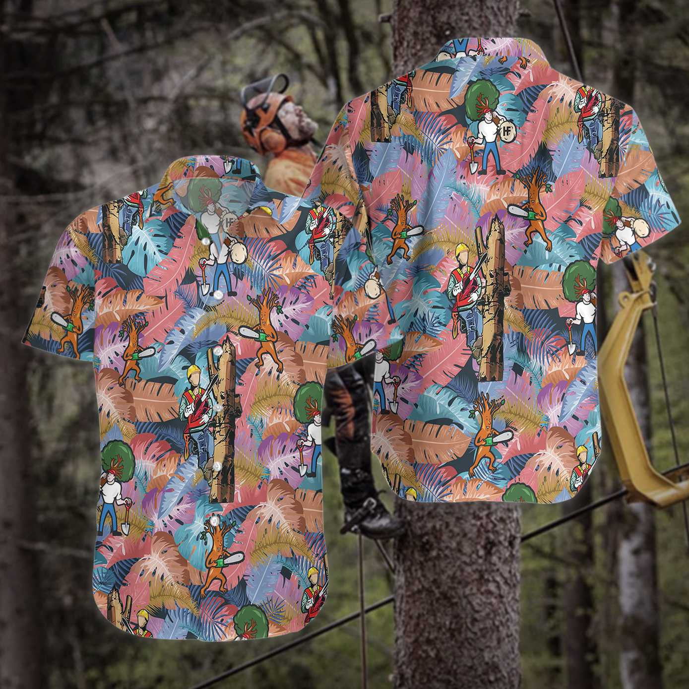 Arborist Proud Blue And Pink Leave Hawaiian Shirt, Hawaiian For Gift