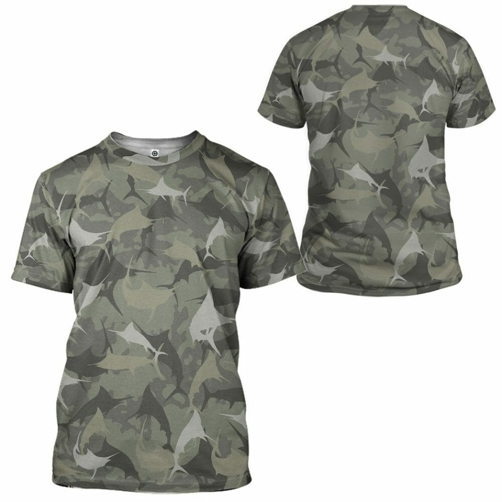 3D Marlin Camo Custom Tshirt Hoodie Apparel