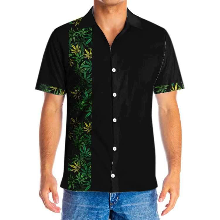 Black Background Retro Cannabis Marijuana Design Hawaiian Shirt,Hawaiian Shirt Gift, Christmas Gift